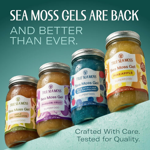 Pack 1 TrueSeaMoss Sea Moss Gel Made in USA Wildcrafted Seamoss, Fruits & Jarred Vegetables Pineapple, of (Labels may