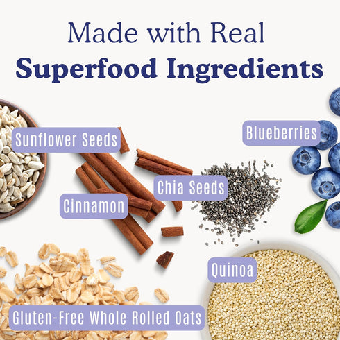 5g 4g 48 (6 Pack) Earnest Eats Superfood Oatmeal Blueberry Chia Cinnamon Vegan, Gluten Free, Plant Protein, Fiber, No