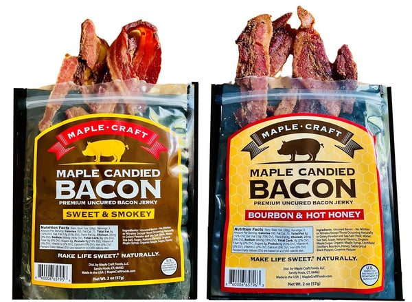 Maple Craft Maple-Candied Bacon Jerky Combo Pack - 1 Original (Sweet & Smokey) and