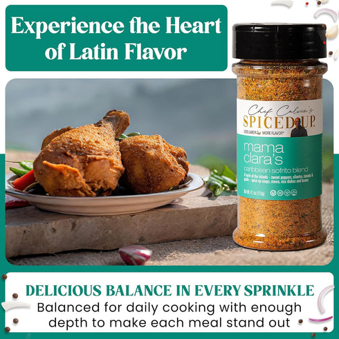 4.1 Oz Spiced Up Mama Clara Sofrito Seasoning for Rice, Beans & Soups | Latin Caribbean Flavor Blend with Cilantro