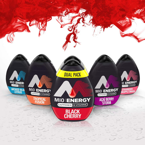1.62 Oz (Pack 2) MiO Energy Black Cherry Naturally Flavored Liquid Water Enhancer, Fl