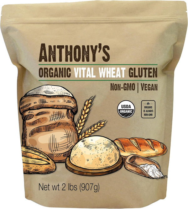Anthony's Organic Vital Wheat Gluten, 2 lb, High in Protein, Vegan, Non