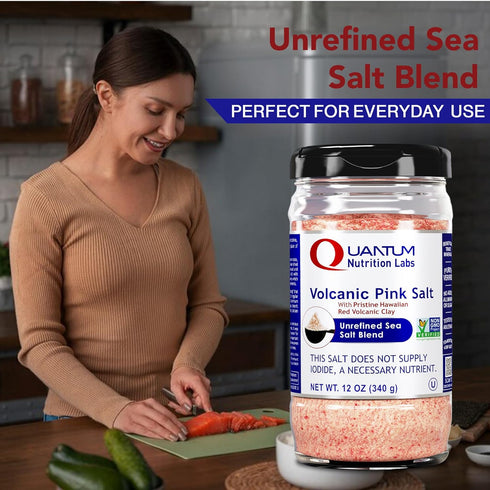 12 oz Quantum Nutrition Labs Volcanic Pink Salt - Our Pink Sea Salt is a Hawaiian Red Alaea Sea Salt & Australian Salt