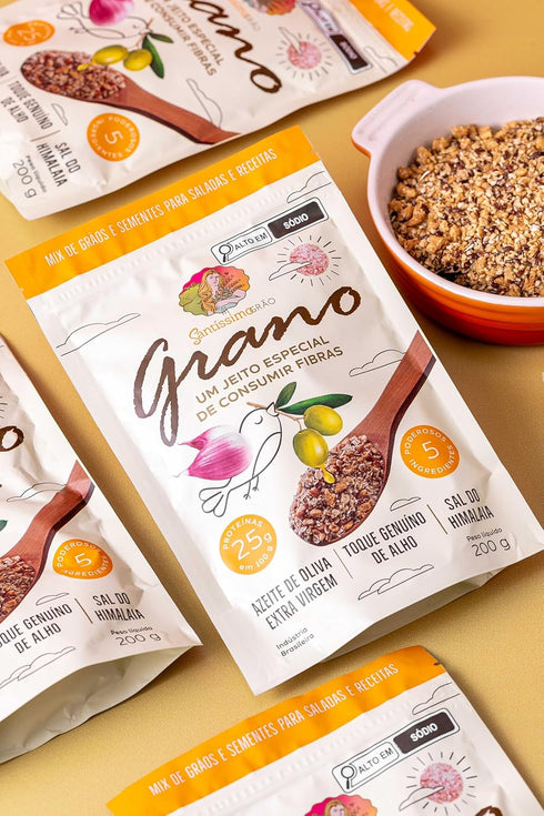 Santssimo Gro 25g 200g, Salty Granola Natural Granola, Vegan, High Fiber, Premium, Grain and Seed Mix, Protein