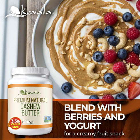 3.5 lb Kevala Cashew Butter - Premium Natural Cashew Cream for Baking and Cooking, Delicious Peanut Butter Substitute