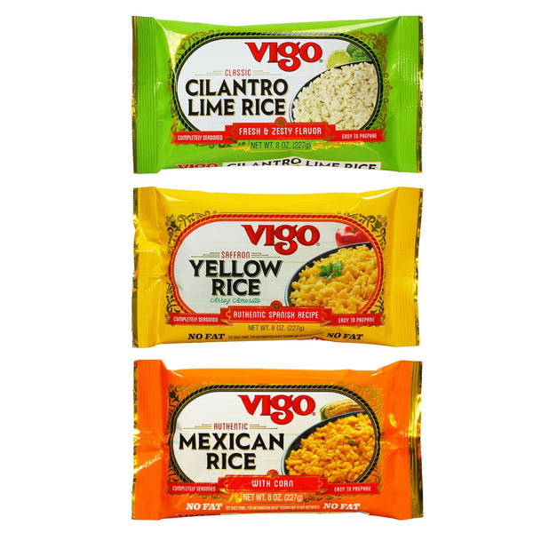 Vigo Authentic Rice Variety Pack, Low Fat, 8oz Pack of 3 (Saffron