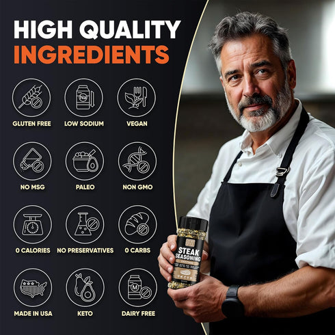 5.2oz Steak Seasoning Everything Bagel Seasoning Mix - Gluten Free & Low Sodium Meat Seasonings Beef, NY Strip, BBQ