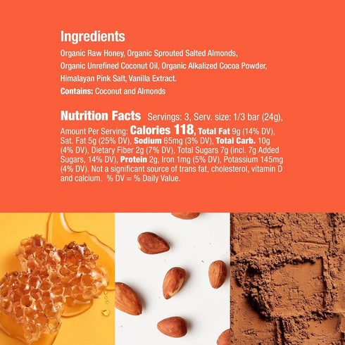 2.5 3-Serving Honey Mama's, Salted Almond Cocoa Truffle Bars, No Refined Sugar, Gluten Free, Dairy Free, Soy Free
