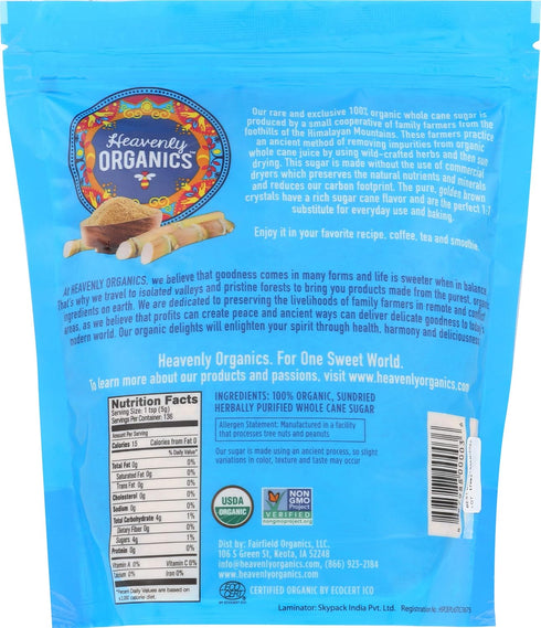 20 OZ HEAVENLY ORGANICS Organic Whole Cane Sugar