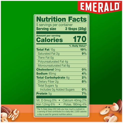 (1-Pack) 5oz Emerald Salted Deluxe Mixed Nuts | Resealable Bulk Bag | Cashews, Almonds, Walnuts, Brazil Nuts, Pecans |