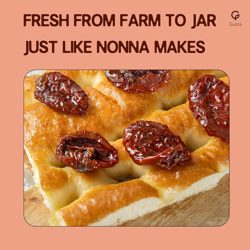 9.88oz Gusta Sun Dried Tomatoes in Olive Oil on a Bed of Spices - Made in Italy - Organic Sundried Tomato Glass Jar
