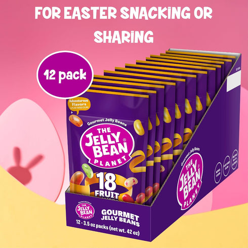 12 Pack 3.5oz 18 Packs The Jelly Bean Planet, Fruit Mix Jelly Beans Grab Bags - of Individually Wrapped Jellybeans