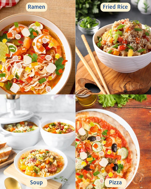 11 12.35 oz Dried Ramen Toppings Mix Seafood & Veggies - Real Squid, Shrimp, Fish Cake & Goji Berry, Low Fat, No Added