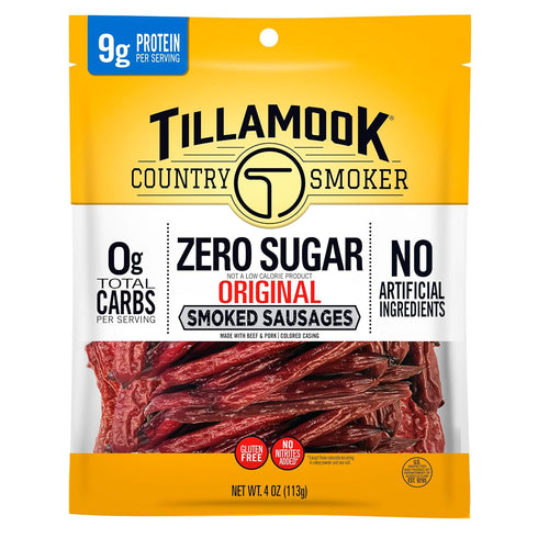 Tillamook Country Smoker Smoked Sausage, Zero Sugar, Original, 4 Ounce (1 Pack)