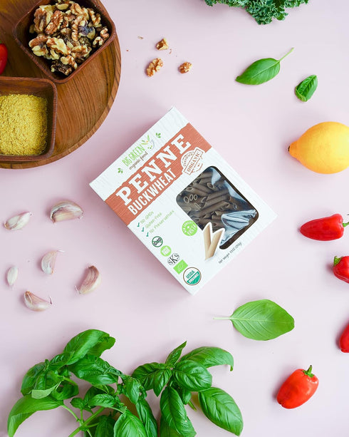 8.8oz, 100% (5) Big Green Organic Food- Organic Buckwheat Penne, buckwheat, Gluten-Free, Non-GMO, Vegan