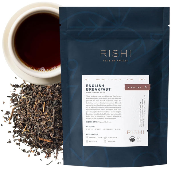 Rishi Tea English Breakfast Tea - Organic Loose Leaf Pure Black Tea,