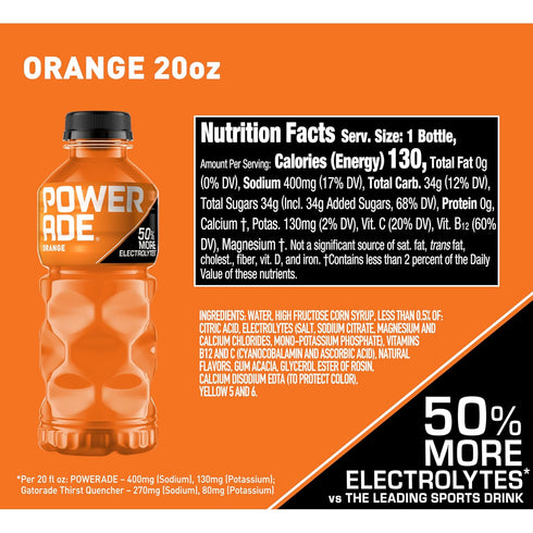 20 (Pack 8) POWERADE Sports Drink Orange, Ounce