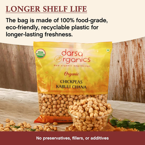 2lbs, Hummus Pack Darsa Organics Garbanzo Beans Chickpeas USDA Organic certified dried Chick peas for and Curries