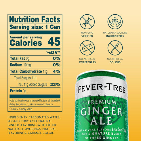 5.1 oz Pack 8 Fever-Tree Ginger Ale Premium Mixer for Cocktails and Mocktails, fl Cans, of Naturally Sourced, Non-GMO