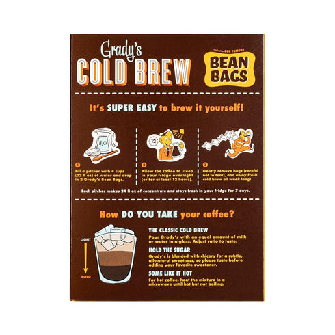 100% 24 GRADYS COLD BREW, New Orleans Style, Arabica Ground Coffee & Chicory Pouches, TWO Boxes of Four Easy-to-Brew