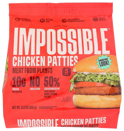 Impossible, Frozen Chicken Patties Plant Based, 13.5 Ounce