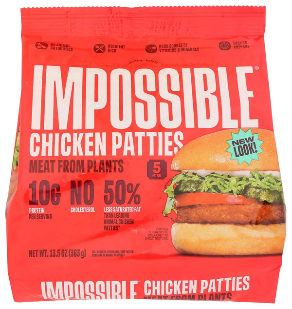 Impossible, Frozen Chicken Patties Plant Based, 13.5 Ounce