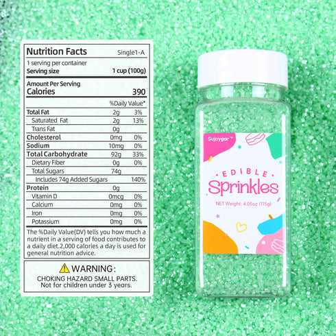 4.02oz Green Sanding Sugar Sprinkles, Easter Green Edible Glitter Sprinkles for Cake Decorating Cupcake Toppers Baking