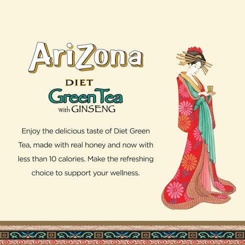 16 Oz (Pack 12) Arizona Premium Brewed Diet Green Tea, Fl