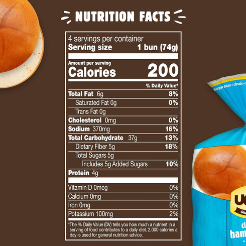 Frozen, 10.4 oz. 4-Count Udi's Gluten Free Classic Hamburger Buns