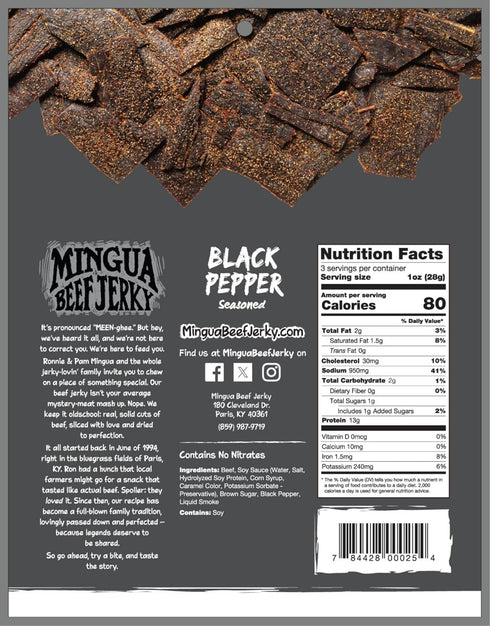 3 oz Mingua Beef Jerky (The Original) Black Pepper