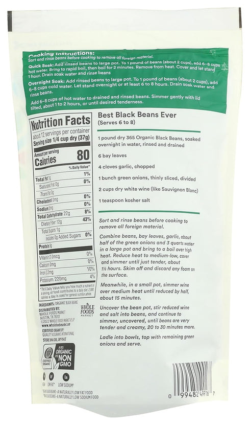 365 16 by Whole Foods Market, Organic Black Beans, Ounce