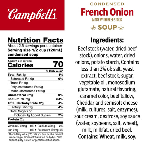 10.5 oz (12 Pack) Campbell's Condensed French Onion Soup, Can