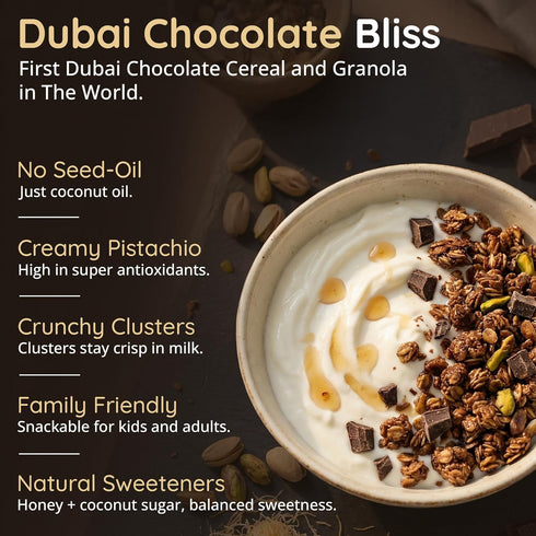 9oz (1-Pack) Granolaful Dubai Chocolate Cereal - Limited Edition Premium Bunches and Loose Oats for unique holiday