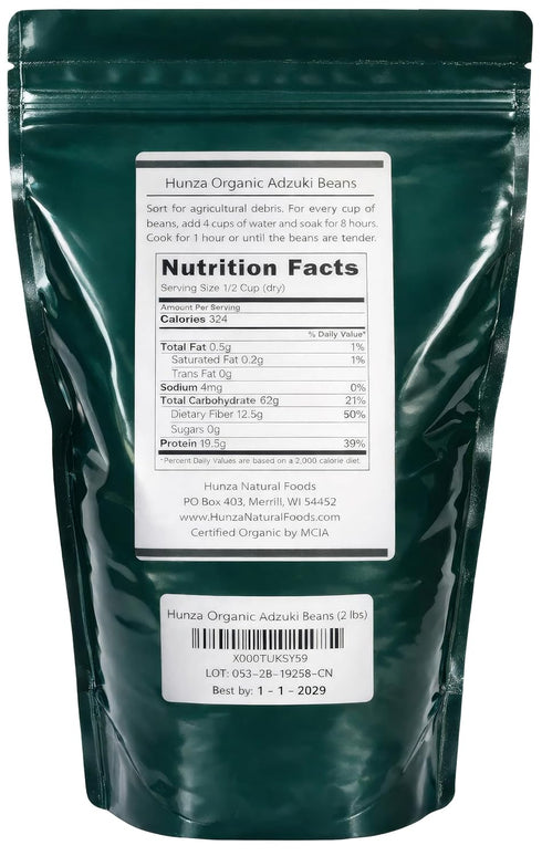 Hunza Natural Foods (2 lbs) Hunza Organic Adzuki Beans