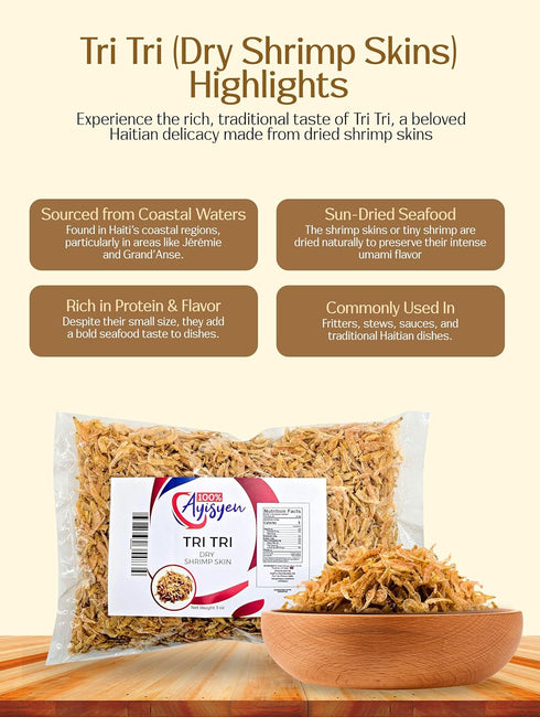 100% AYISYEN Tri Tri - Dry Shrimp Skin - Brand - From Haiti