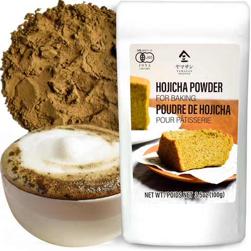 YAMASAN KYOTO UJI Hojicha Powder, Organic Roasted Green Tea Baking Powder, 100g Made in Japan