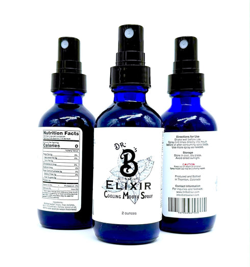 2-Pack, immediate Dr. B's Elixir - Cooling Mouth Spray provides relief from the pain of spicy foods