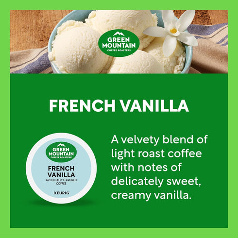 48 Count Green Mountain Coffee Roasters French Vanilla Coffee, Keurig Single-Serve K-Cup Pods, Light Roast