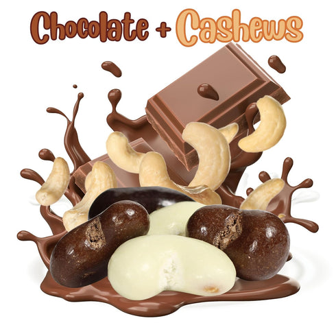 1 Lb (16 Oz) Gourmet Chocolate Covered Cashews Medley by Its Delish, Bag | Mix of Dark, Milk, and White Chocolate