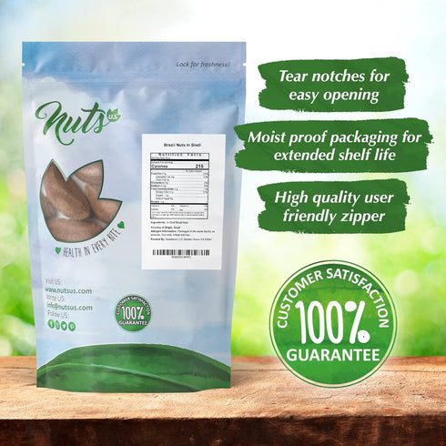 Packed (1 LB) NUTS U.S. Brazil Nuts In Shell | No Added Colors and No Artificial Flavors | Non-GMO and Natural | Fresh