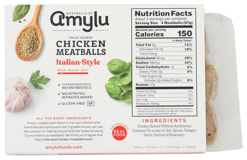 AmyLu 10 OZ Italian Style Chicken Meatballs