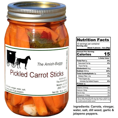 Arndts Fudgery DBA The Amish-Buggy Pickled Vegetables - Two jars (Pickled Carrot Sticks)