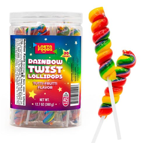 Rainbow Swirl Lollipops | 30 Count Jar | Rainbow Lollipops Individually Wrapped