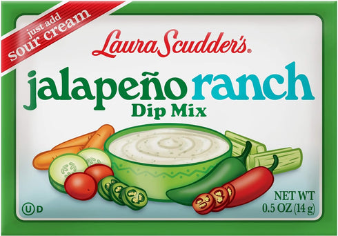 Laura Scudder's Jalepeno Ranch Dry Dip Mix, Great For Vegetables, Chips, Sauces and Seasoning