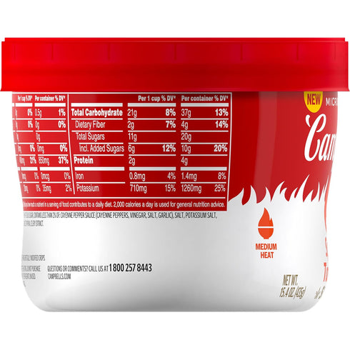 15.4 oz (8 Pack) Campbells Spicy Tomato Soup, Microwavable Bowl