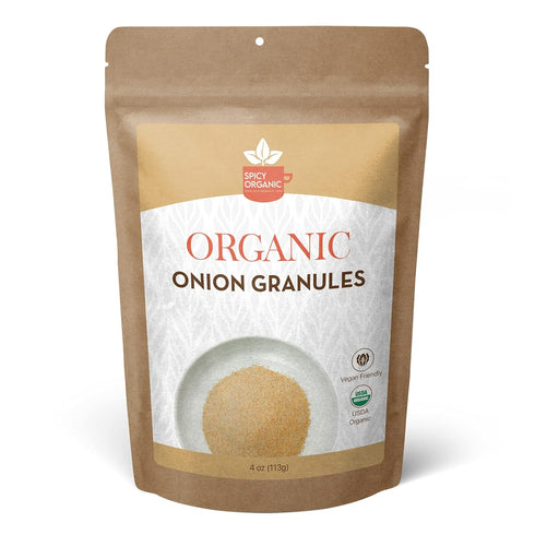 SPICY ORGANIC Onion Granules - Pure USDA Organic - Non-GMO Culinary Granulated