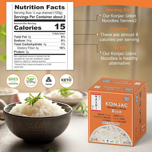 (8190g) Nashi Shirataki Konjac Moyu Rice - Low Fat, Glucomannan Premium Recipe, Keto friendly, Suitable for Vegan