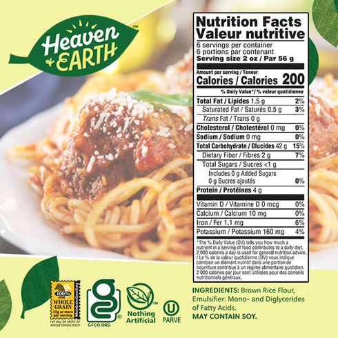 12oz (3 Pack) Heaven & Earth Brown Rice Pasta, Gluten Free Spaghetti, | Whole Grain Gluten Free Pasta