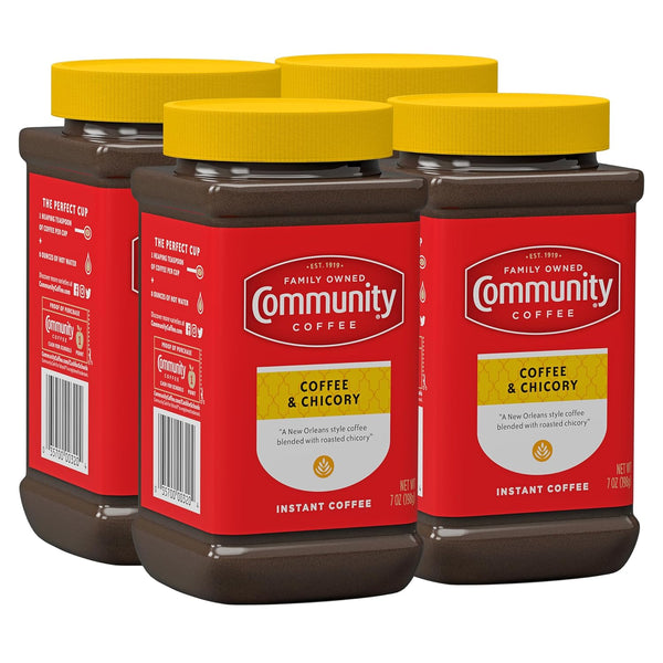 Community Coffee Coffee and Chicory Instant Coffee, Medium Dark Roast, 7 oz