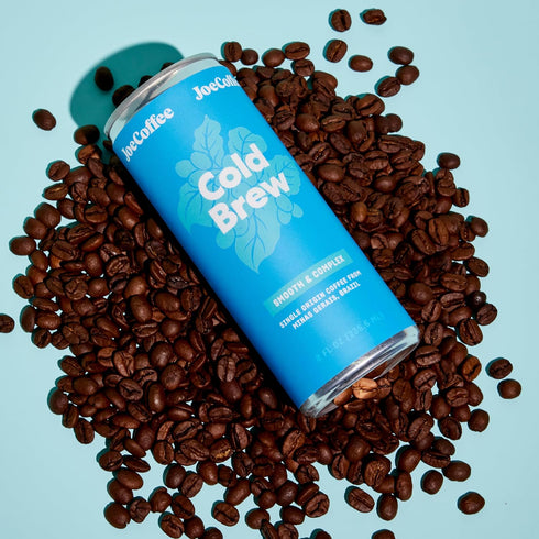 (Pack 12) Joe Coffee Company - Black Cold Brew Ready-to-Drink Specialty Coffee Cans of | NYC Roaster, Rainfoest
